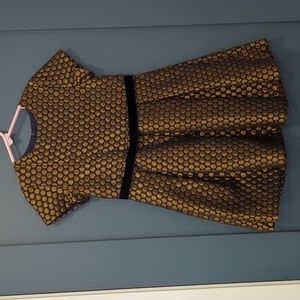Gold and navy brocade dress, size 5-6 girls